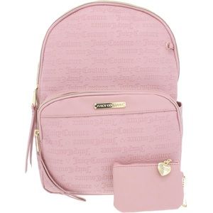NEW JUICY COUTURE Wordplay Logo Embossed Pink Backpack